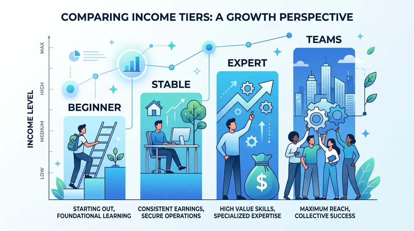 Распределение доходов вебмастеров по уровню опыта